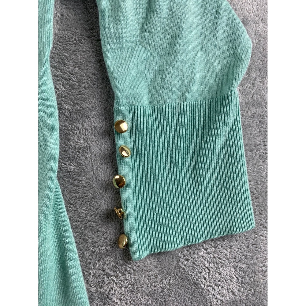 JM Collection Womens Plus 2X Aqua Mint Green Open Front Cardigan Gold Buttons - Picture 4 of 11